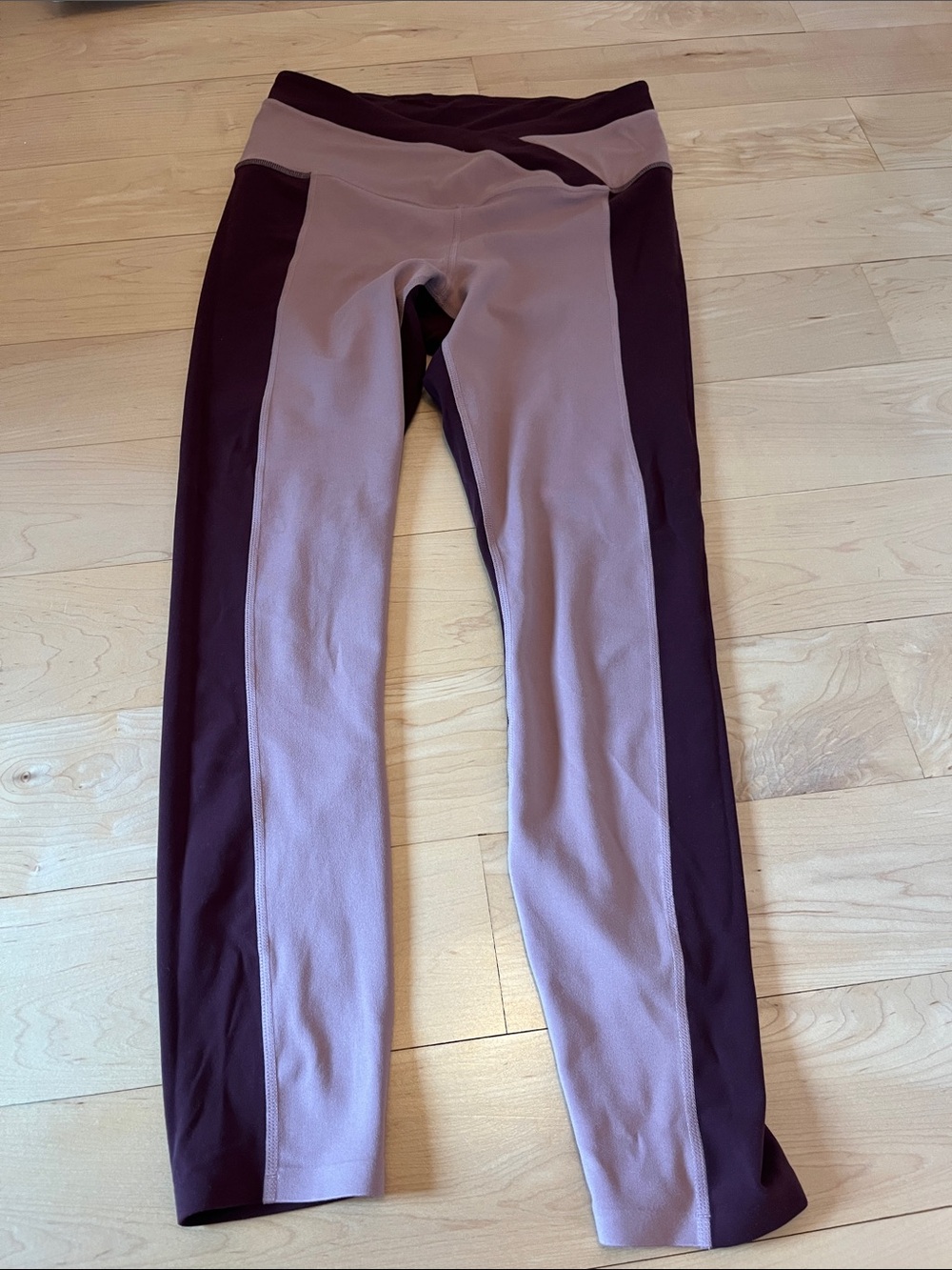 ATHLETA Colorblock High-Waist Leggings - Mauve and Deep Plum